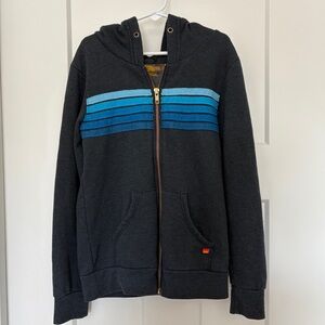 Aviator Nation Kids Five Stripe Navy full zip Hoodie with Blue Stripes -Size 8